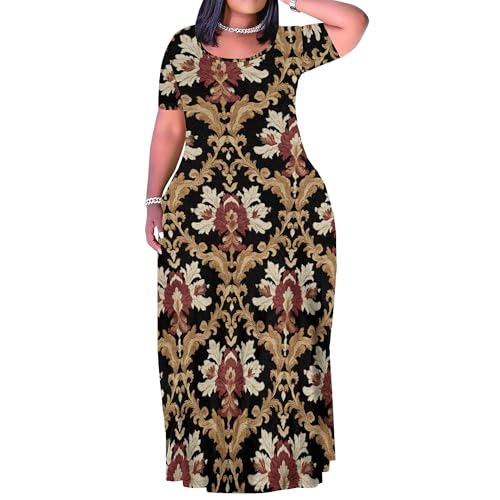 Image of PinkPatty Plus Size Maxi Dress for Women Summer Casual Short Sleeve Tshirt Dresses with Pockets (XL-6XL)
