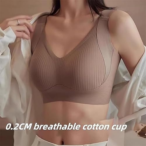 Women's Solid Color Four Rows Adjustable Wireless Bra, Soft and Comfortable Seamless Breathable Anti-Sagging Bra2