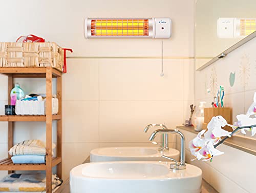 PURLINE | Estufa de Cuarzo para Baño 1200W Bajo Consumo, Protección IPX4, Tecnología Ultra Silenciosa - Estufa Cuarzo Baño Calentamiento Rápido y Ajustable