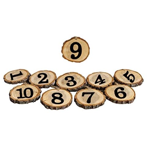 BESTOYARD 10pcs 1-10 Wedding Table Numbers Hanging Wood Slice Wedding Table Centerpieces for Arts Crafts Wall Decor Wedding DIY Projects Cover