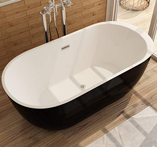 i-flair Freistehende Badewanne 170x80 cm FRISANGE Design - aus Acryl in Schwarz-Weiß – verschiedene Größen158