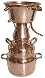 Dr. Richter Destille Alquitara aus Kupfer 1 Liter - Modell mit 3 Sieben (anmeldefrei) | Destillieranlage für ätherische Öle, Hydrolate (Pflanzenwasser), destilliertes Wasser