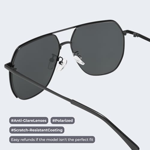 Image of Livho Polarized Aviator Sunglasses for Men, Trendy Square UV Protection Oversized Fashion Sun Glasses