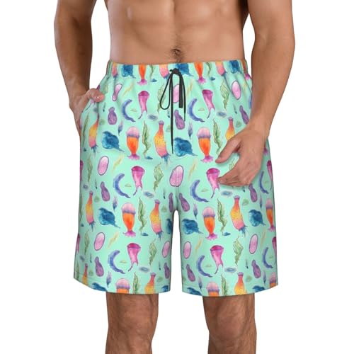 Ocean Fish Print Stylish Beach Shorts Swim Trunks Lightweight Breathable Summer Outdoor Activities