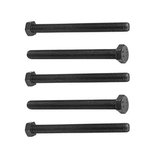 Image of Carbon Steel Hex Screw Bolts Hex Drive Fastener Rustproof Fully Threaded Metric Cap Bolts Black M10x110mm 5Pcs