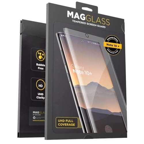 Magglass Galaxy Note 10 Plus Tempered Glass Screen Protector w/Fingerprint Display Compatibility - Anti Bubble UHD Clear Full Coverage Resistant Screen Guard for Samsung Note 10+ (Case Frienly)