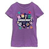Girl's Minecraft Alex Steve Portal Party Graphic T-Shirt, Girls Graphic Tees Purple Berry