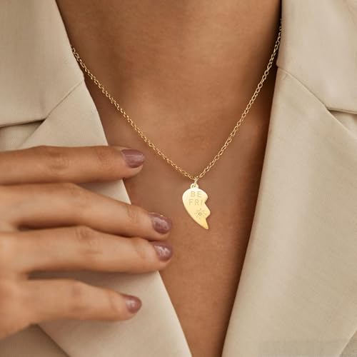 Best Friends Heart Necklace Set Stainless Steel Friendship Necklaces Birthday Graduation Jewelry Gift3