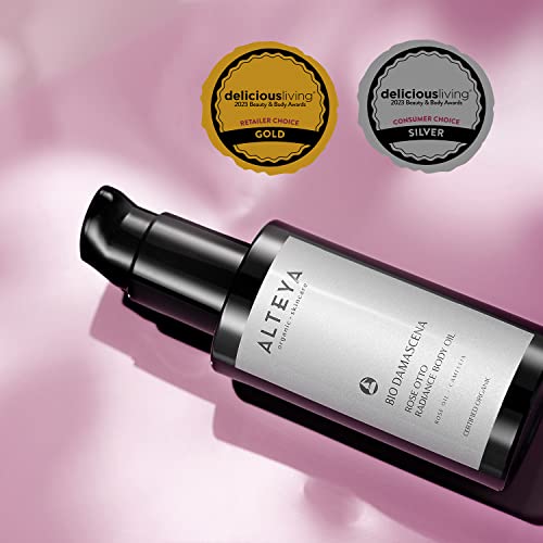 Alteya Organics Bio Damascena Rose Otto Radiance Body Oil - Certified Organic Body Moisturizer With Rose And Camellia Oil - Winner Of Delicious Living Magazine Gold Award - 3.4Fl Oz/100Ml #TOP6