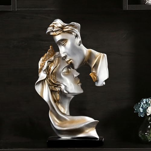 Escultura de pareja besándose en resina decoración abstracta miniatura 5