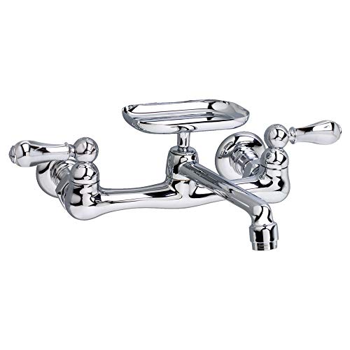 Flash Deals - 40% OFF American Standard 7295.152.002 Heritage Wall-Mount 5-5/8-Inch Swivel Spout Kitchen Faucet with Metal Lever Handles, Chrome