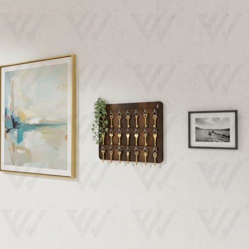 Image of Stylish Wooden Large Key Holder 21 Hook Hanger for Home Decor 2 Hook Wall Without Driling Self Adhesive Free