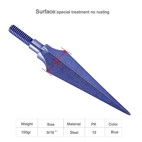 Maifield Broadheads One Piece Broad Head Archery Arrow Head 100/150 Grains 12PCS Screw-in Traditional Outdoor Hunting Tips Compatible for Crossbow and Compound Bow Arrow Shaft (150gr Light Blue) - Thumbnail 4