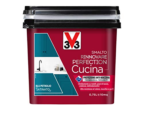 Resiste ai lavaggi frequenti V33 Smalto Rinnovare Perfection Cucina Blu Petrolio Satinato 0,75 L