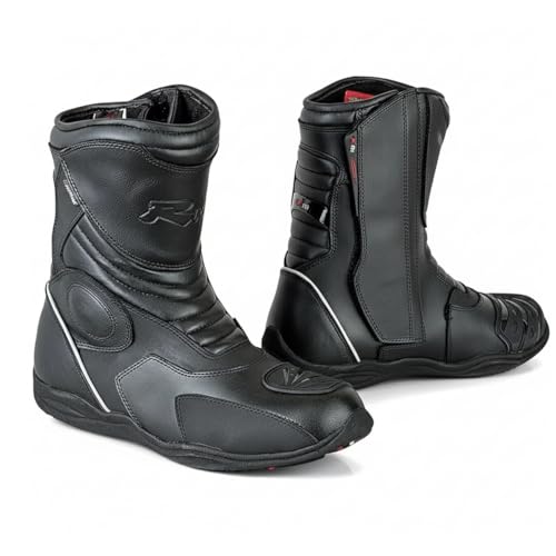 BI ESSE - Stivaletti Moto Enduro Touring, in vera pelle, impermeabili, (Nero, Sistema Taglie Calzature EU, Adulto, Numero, Media, 45)