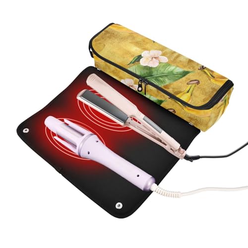 Organizador de herramientas para cabello 2 en 1 con tapete resistente al calor desmontable, estuche de viaje de doble capa para planchas, alisadores y rizadores miniatura 2
