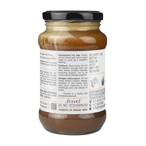 Image of INDIGENOUS HONEY USDA Certified Organic Raw Honey with Turmeric 17.64 oz