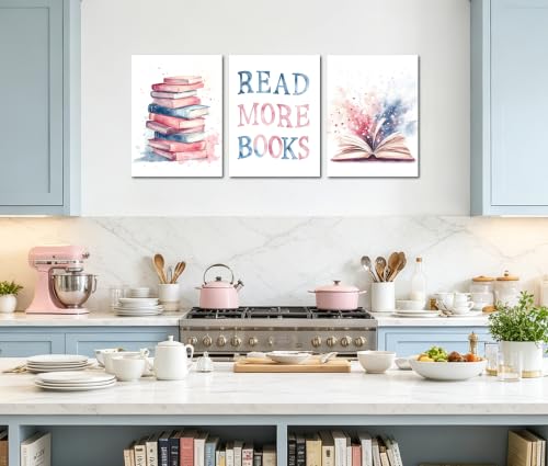 Image of Frimeeme Read More Books Canvas Wall Art, Set of 3, 12x16 Inch