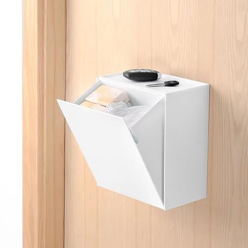 Caja de almacenamiento montada en la pared, diseño de tapa abatible, ahorro de espacio, organizador multifuncional, fácil de instalar, plástico fiable para el hogar, baño, cocina
