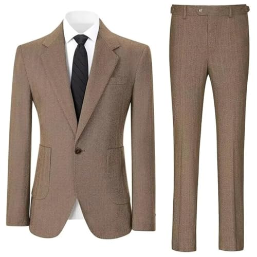 Men Slim Fit Tweed Suit | 2-Piece Herringbone Set (Jacket+Pants)3