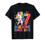 7 Year Old Gifts Girls Teens Dabbing Unicorn 7th Birthday T-Shirt