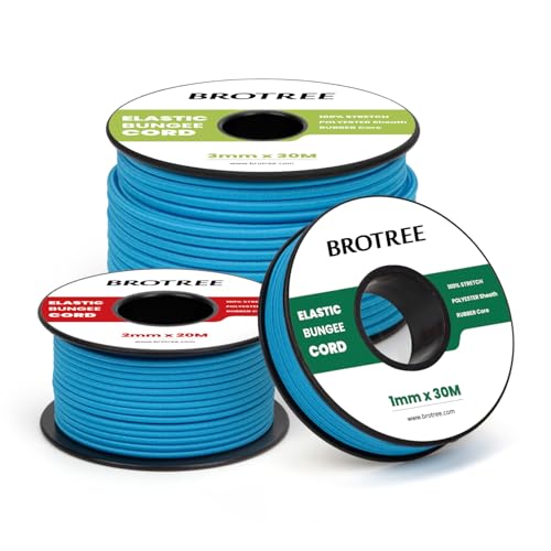 Brotree Elastic Cord Bungee Cord 1mm x 20m Elastic String Rope for DIY Crafts, Sewing, Beading, Jewellery, Necklace, Bracelet