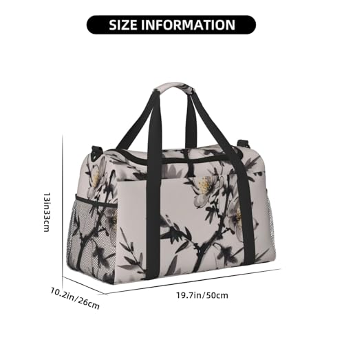 Plum Blossom Branch Print Travel Duffle Bag - Foldable Personal Item Travel Bag for Women & Men,13x10.2x19.74