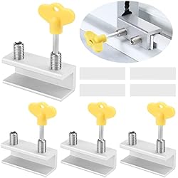 Tope de seguridad para ventanas – Bloqueo de ventana deslizante ajustable, 4 unidades de cerraduras de ventana corredizas ajustables, cerradura de acero inoxidable con 4 llaves para puertas de