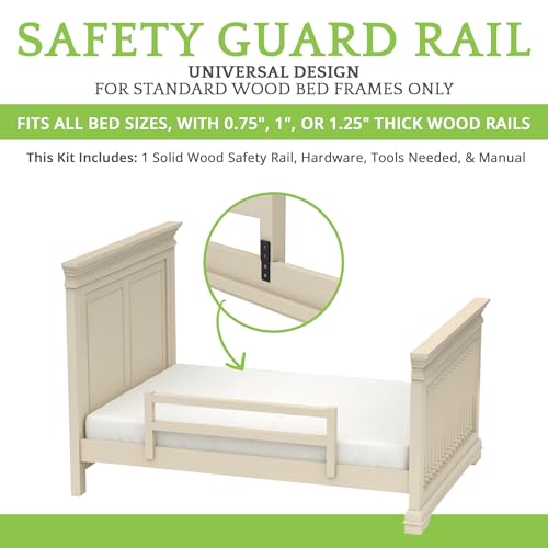 Image of Safety Guard Rail for Baby, Kids, and Children - Solid Wood Safety Bed Rail for Toddlers - Easy Installation - Premium Protection for Bunk, Twin, Full, Queen and King Size Beds - (Cloud - Evolur)