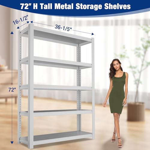 Image of WORKPRO 5-Tier White Shelving with Board, 36.2 inchWx16.5 inchDx72 inchH, 3000LBS Load
