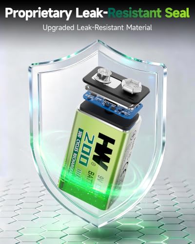4 Pack HW 9V Rechargeable Batteries 500+Cycles NiMH for TENS and EMS Units - image 6