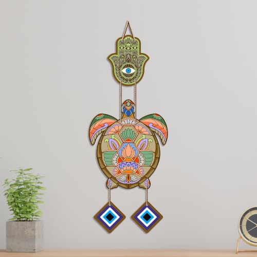 Image of Artvibes Artistic Turtle Wall Hanging for Home Entrance | Nazar Battu MDF Decorative Wall Decor | Vastu Inspired Art for Living Room | Balcony | Office & Hallway | Lucky Charm Gift Item (WH 8543N)