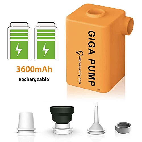 MicroNovelty GIGA Portable, Mini USB Rechargeable, Waterproof DC Pump for Air Floats Mattress Swimming Rings Kid Toys Inflation-Deflation, 4, 8.5 x 5.1 x 2.4 inches, Orange