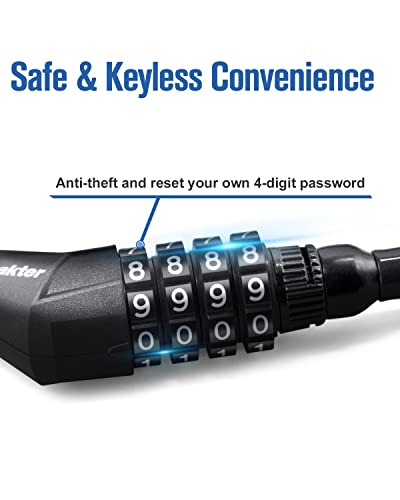 Ndakter Cable Lock, 4-Digit Resettable Combination 8Mm Cable Lock, 6 Feet Anti-Theft Weatherproof Straight Cable Lock For Kayak, Canoe, Motorboat, Cooler, Scooler, Outdoor And Camping Equipment #TOP3