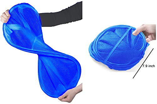 Larpur Mesh Laundry Basket, Pop Up Laundry Hamper With Handles, Collapsible Clothes Basket For Travel, College, Dorm, Royal Blue #TOP4