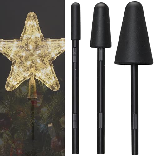 Lightweight Christmas Tree Topper Holder 3Pack, Black Angle Star Tree Topper Stabilizer with Tape, Fits All Clip on Tree Topper