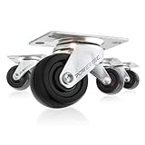 POWERTEC 2 Inch Swivel Caster Wheels Set of 4 with 160 lbs Loads, Heavy Duty Plate Casters, Rubber Castor Wheels for Furniture, Cart, Dolly and Workbenches (17210V)
