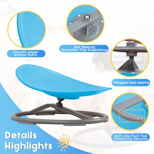 Image of BABAMU Spinning Chair for Autistic Kids, Sensory Swivel Chair, 220LBS Weight Capacity, Autism Sensory Products, Autism Toys, Sensory Toy (Blue, Egg)