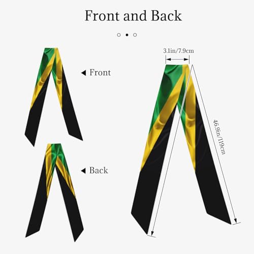 Jamaica Jamaican Flag Head Scarf Women'S Fashion Neck Satin Scarfs Lightweight Scarves For Bag Hair Gift Silky Long Thin Headscarf3