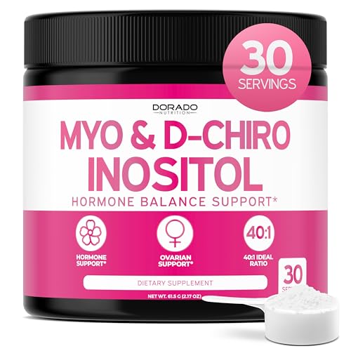 Myo-Inositol & D-Chiro Inositol Supplement Powder (2050mg Per Serving Ideal 40:1 Ratio Myo Inositol 30 Day Supply) For Hormone Balance for Women & Ovarian Health - Third Party Tested Vegan & USA Made