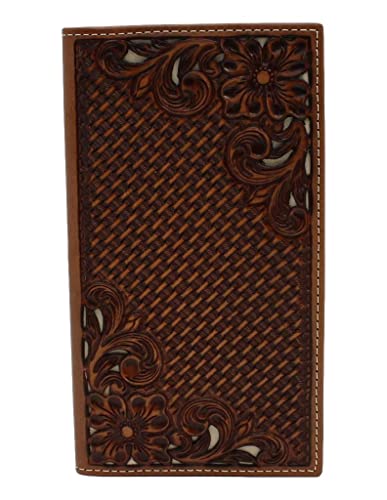 Nocona Western Wallet Mens Rodeo Floral Tooled ID Brown N500014002