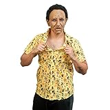 Ghoulish Productions Cuban Joe Mask, Cuban Brunette Skin Mask With Brown Curly Hair. Perfect Fit Line. Adult Mask One size latex mask.