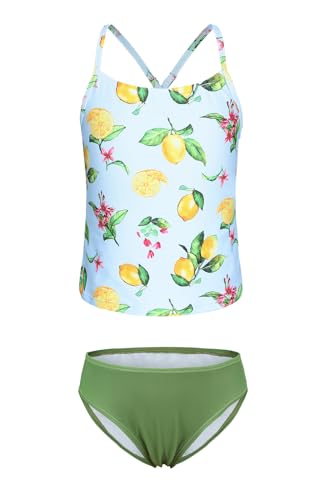 Image of Girls Two Piece Tankini Swimsuits Tie Dye Bathing Suit Kids Hawaiian Swimwear Set 3-16 Years