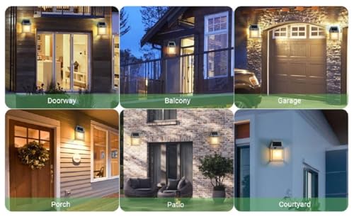 Solar Wall Lights Outdoor Pack of 2 Wireless Motion Sensor Lanterns with 3 Lighting Modes and IP65 Waterproof, Exterior Spotlight Fixtures for Garden Yard Patio Fence Outside Decorative