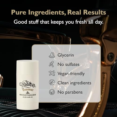 Image of Natural Deodorant for Men - Extra Strength Odor Protection, Aluminum Free & Paraben Free - 2.6 oz, Obsidian Cardamom