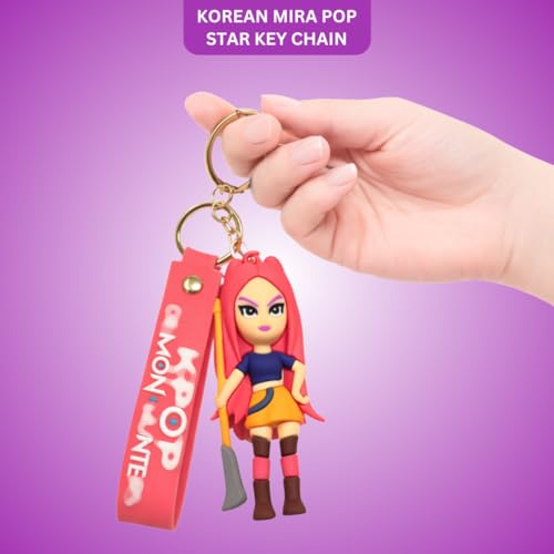 Image of Wanna Party Korean Pop Demon Hunterz Cartoon Keychains, Mira Keychain for Boys and Girls, Cute Backpack Key Chain Accessories Wristlet chain Return Gift Items for Boys & Girls