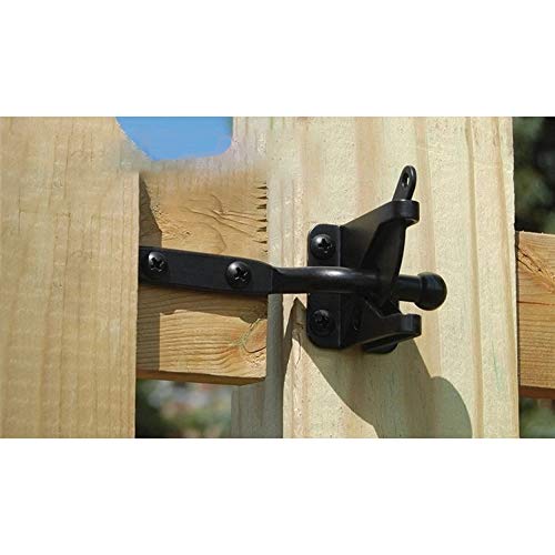 Image of Self Locking Gate Latch Automatic Gravity Lever for Wood Fence Gate, Door Latches, Steel, Black