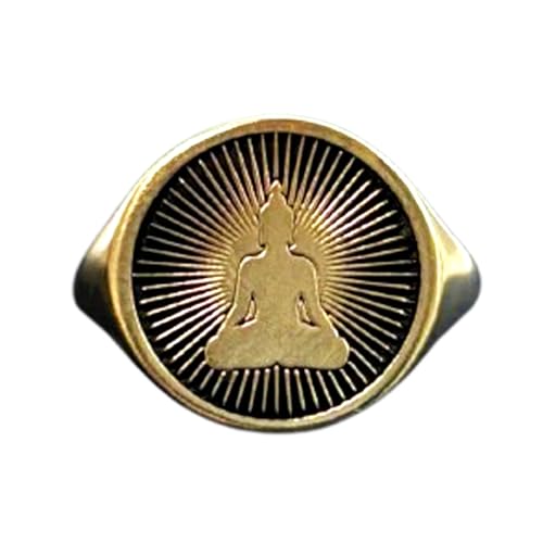 Bague Bouddha argent sterling 925 contre le ternissement chevalière ronde durable