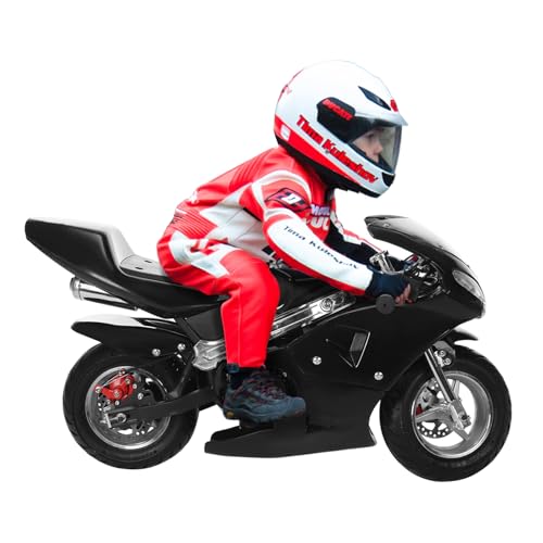 Image of Kids Dirt Bike, 50cc / Gas Powered Dirt Bike for Kids 8-14, 2-Stroke Mini Dirt Bike, Pull Start Off-Road Motorcycle, 10-Inch Tires, Disc Brakes, 25 MPH, 330 lb Max Load (Black)
