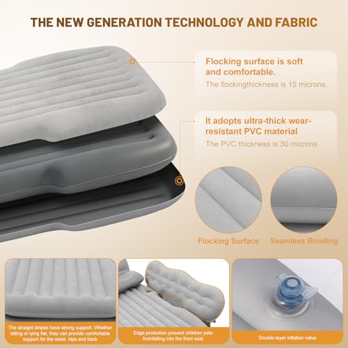 Image of Onirii Inflatable Car Air Mattress Bed | Inflatable SUV Camping Sleeping Pad for Truck Back Seat,Blow Up Backseat Car Mattress with Air Pump for Van Rear Seat
